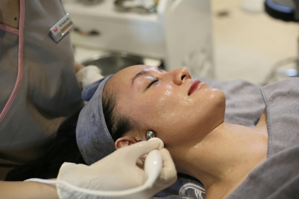 pexels-photo-5042588-5042588 Close-up of a woman receiving skincare treatment in a spa in Hanoi, Vietnam.